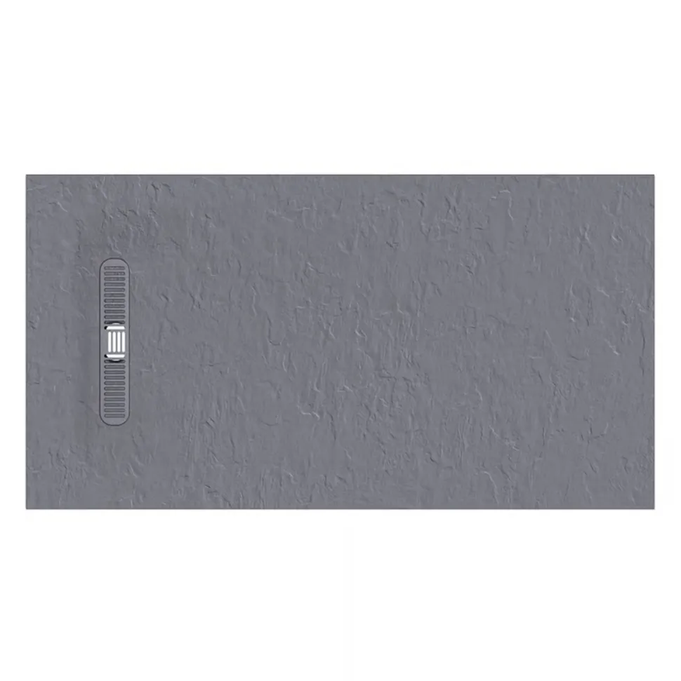 Crosswater Vito 25mm Dolomite Stone Resin Textured Rectangular Shower Tray with Linear Waste Cover