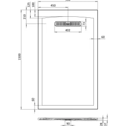 Crosswater Vito 25mm Dolomite Stone Resin Rectangular Shower Tray with Linear Waste Position