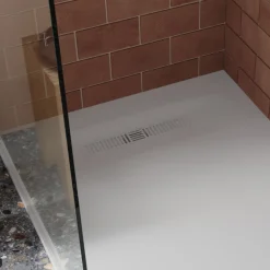 Crosswater Vito 25mm Dolomite Stone Resin Rectangular Shower Tray with Linear Waste Position