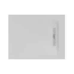 Crosswater Vito 25mm Dolomite Stone Resin Rectangular Shower Tray with Linear Waste Position