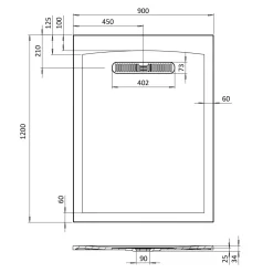 Crosswater Vito 25mm Dolomite Stone Resin Rectangular Shower Tray with Linear Waste Position