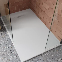 Crosswater Vito 25mm Dolomite Stone Resin Rectangular Shower Tray with Linear Waste Position
