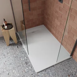 Crosswater Vito 25mm Dolomite Stone Resin Rectangular Shower Tray with Linear Waste Position