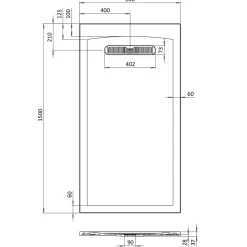 Crosswater Vito 25mm Dolomite Stone Resin Rectangular Shower Tray with Linear Waste Position