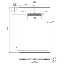 Crosswater Vito 25mm Dolomite Stone Resin Rectangular Shower Tray with Linear Waste Position