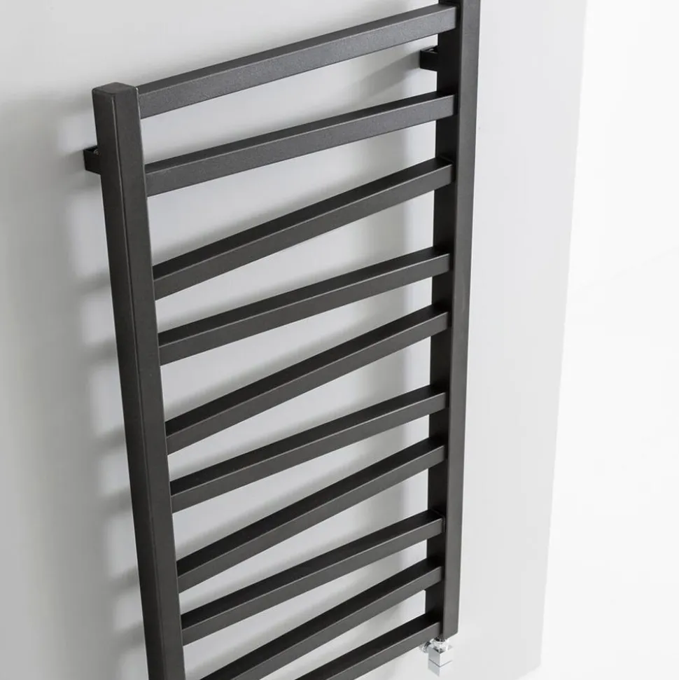 Crosswater Wedge Metallic Black Matte Designer Towel Radiator - 1096mm x 500mm | 1385 BTU