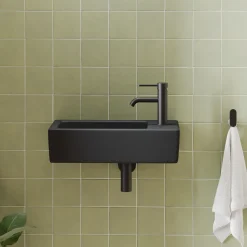 Daisy Matt Black Wall Hung Cloakroom Basin - 450 x 245mm