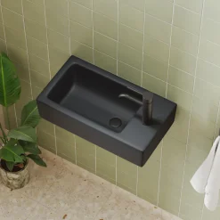 Daisy Matt Black Wall Hung Cloakroom Basin - 450 x 245mm