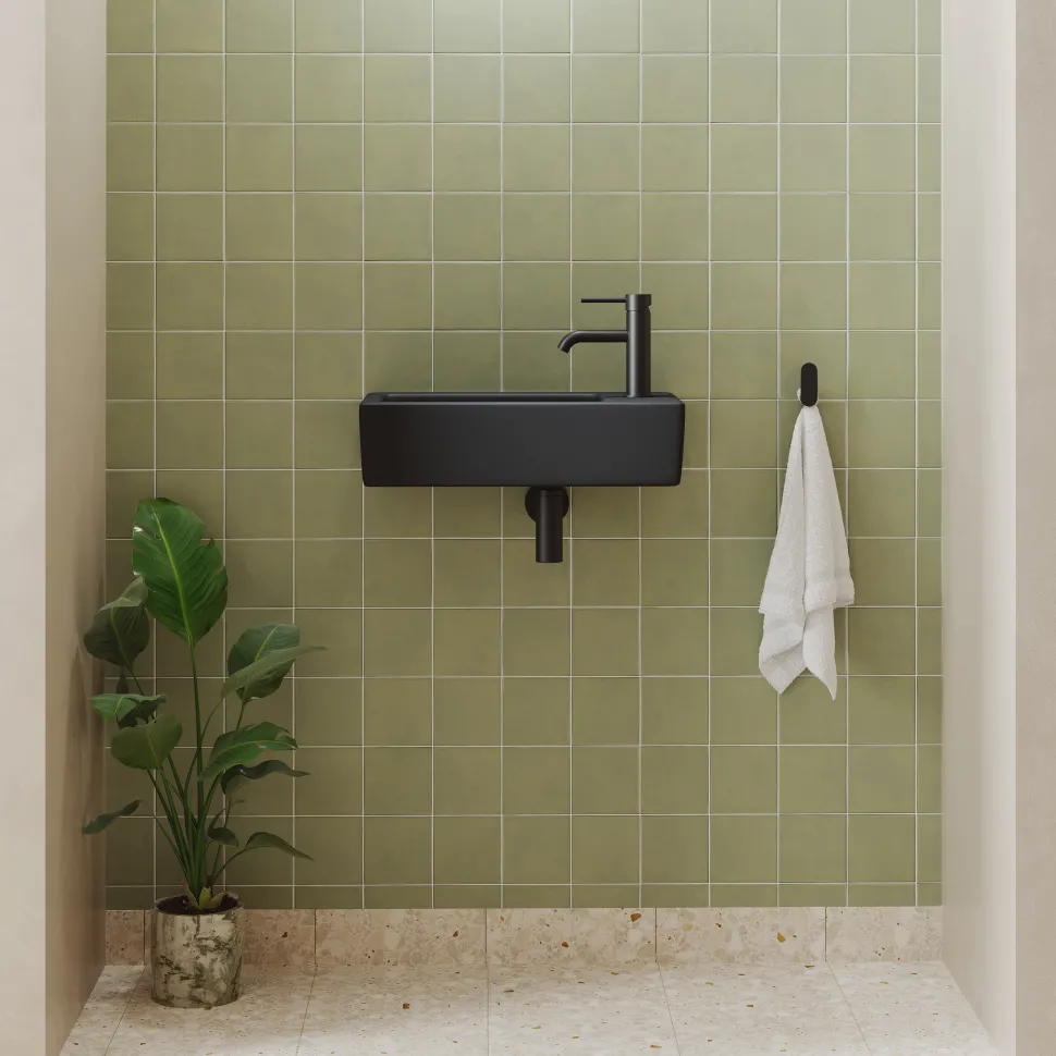 Daisy Matt Black Wall Hung Cloakroom Basin - 450 x 245mm
