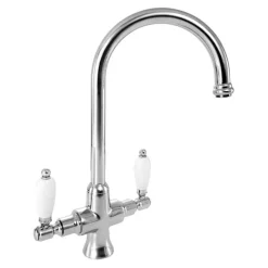Deva Georgian Twin Lever Monobloc Kitchen Mixer with Swivel Spout