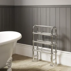 DQ Heating Hilborough Luxury Traditional Heated Towel Rail Radiator - Chrome - 1040 X 837mm