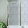 Drench Brushed Brass L-Shaped Fixed Bath Screen - 1435 x 800mm