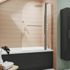 Drench Curved Corner Bath Screen with Fixed Inline Panel & Rail - 1433 x 983mm