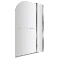 Drench Curved Corner Bath Screen with Fixed Inline Panel & Rail - 1433 x 983mm