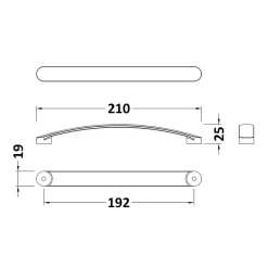 Drench Curved D Bar Furniture Handle - 192mm Centres