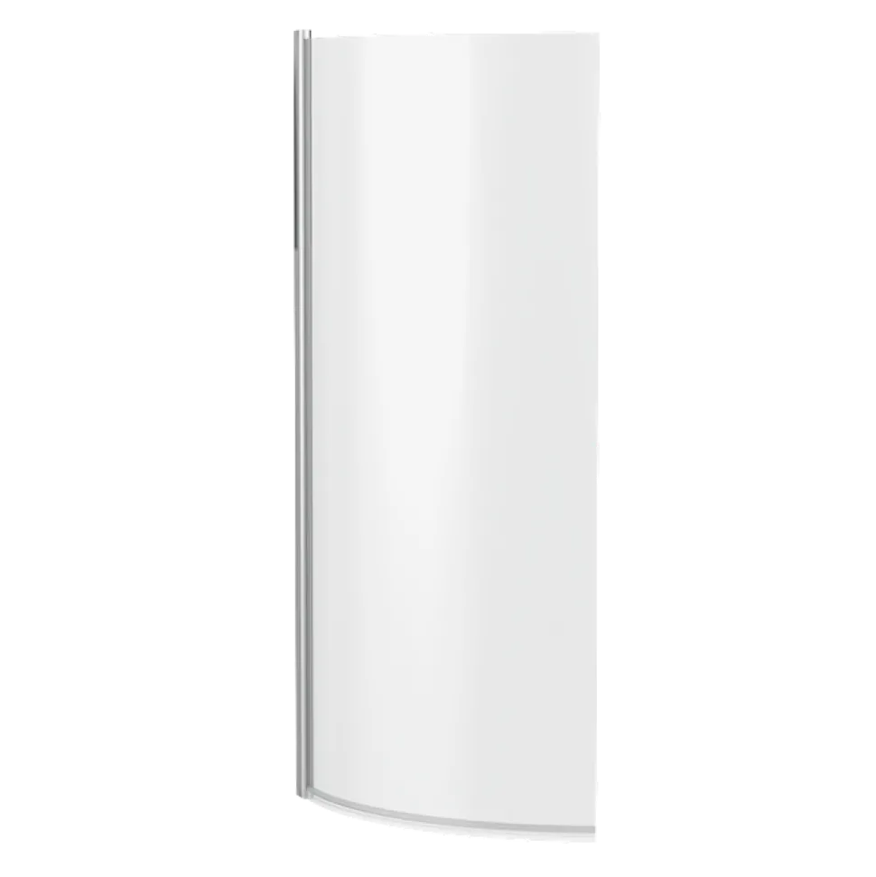 Drench Curved Polished Chrome Hinged P-Bath Screen - 1433 x 700mm