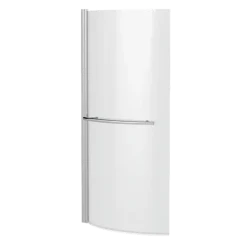 Drench Curved Polished Chrome Hinged P-Bath Screen With Towel Rail - 1435 x 700mm
