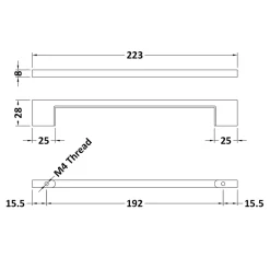 Drench D Bar Furniture Handle - 192mm Centres