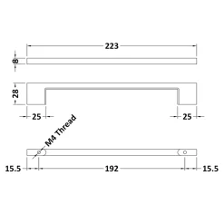 Drench D Bar Furniture Handle - 192mm Centres