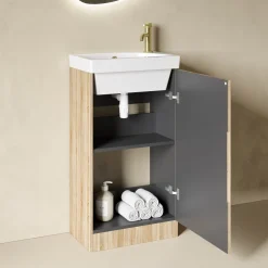 Drench Groove 460mm Fluted Floorstanding Cloakroom Vanity Unit & Basin