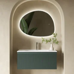 Drench Groove 800mm Fluted Wall Hung Vanity Unit & Matt Stone Basin