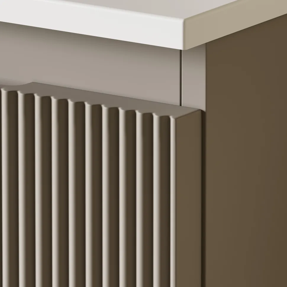 Drench Groove 800mm Fluted Wall Hung Vanity Unit & Matt Stone Basin