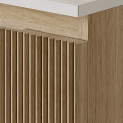 Drench Groove 800mm Fluted Wall Hung Vanity Unit & Matt Stone Basin
