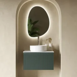 Drench Groove 600mm Fluted Wall Hung Vanity Unit & Sintered Stone Countertop