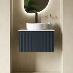 Drench Groove 600mm Fluted Wall Hung Vanity Unit & Sintered Stone Countertop