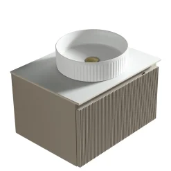 Drench Groove 600mm Fluted Wall Hung Vanity Unit & Sintered Stone Countertop