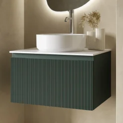 Drench Groove 600mm Fluted Wall Hung Vanity Unit & Sintered Stone Countertop