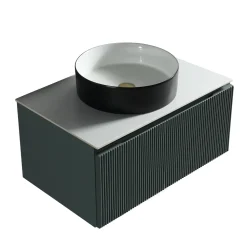 Drench Groove 600mm Fluted Wall Hung Vanity Unit & Sintered Stone Countertop