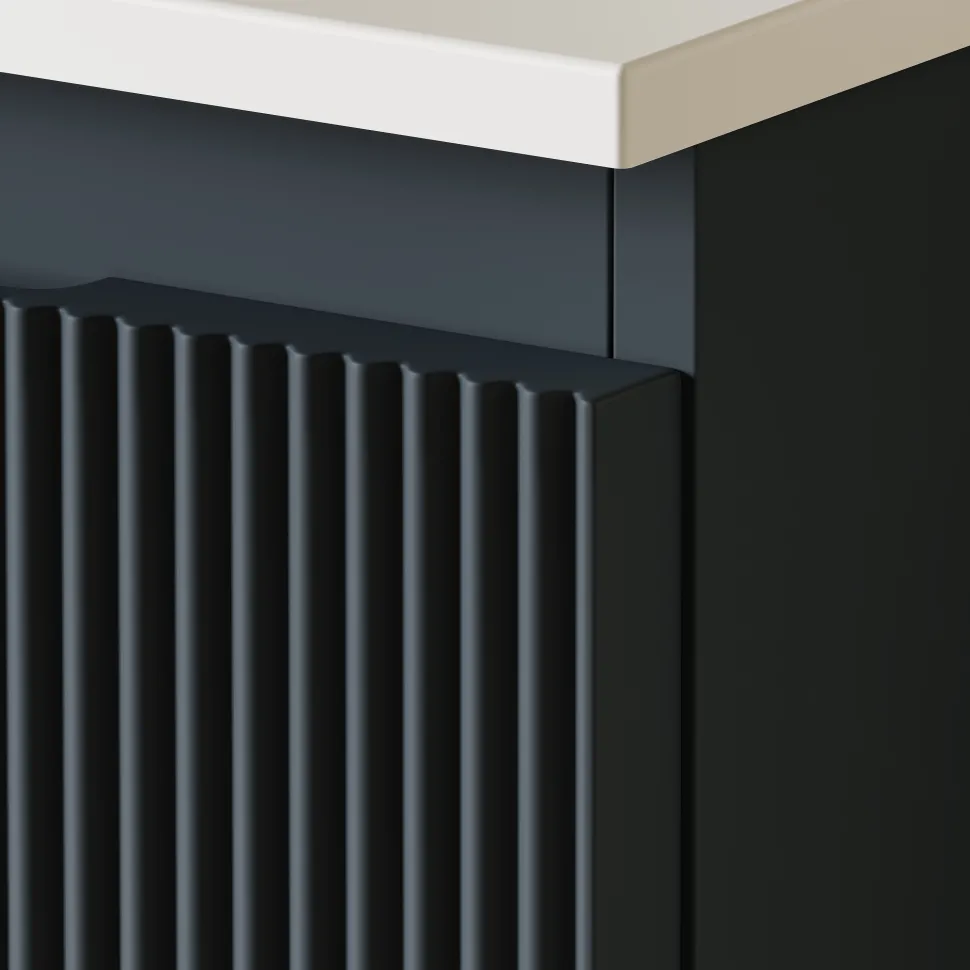Drench Groove 600mm Fluted Wall Hung Vanity Unit & Matt Stone Basin
