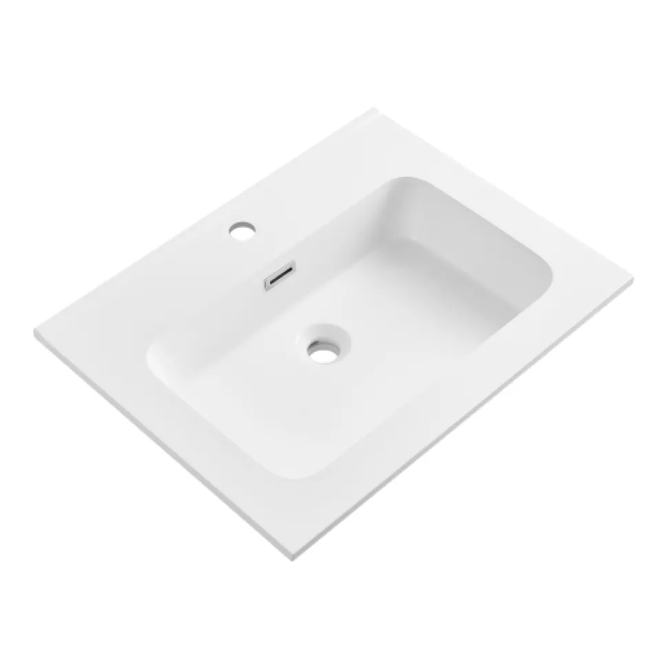 Drench Groove 600mm Fluted Wall Hung Vanity Unit & Matt Stone Basin