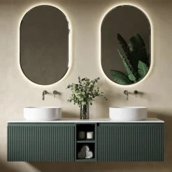Drench Groove 1400mm Fluted Wall Hung Double Vanity Unit & Sintered Stone Countertop