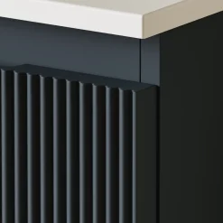 Drench Groove 1200mm Fluted Wall Hung Vanity Unit With Open Shelves & Sintered Stone Countertop