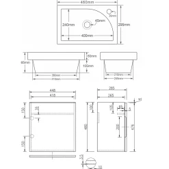 Drench Groove 460mm Fluted Wall Hung Cloakroom Vanity Unit & Basin