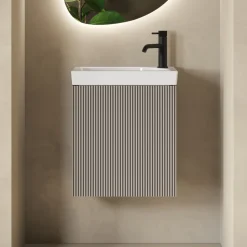 Drench Groove 460mm Fluted Wall Hung Cloakroom Vanity Unit & Basin