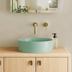 Drench Hue Round Countertop Basin - Minty Green