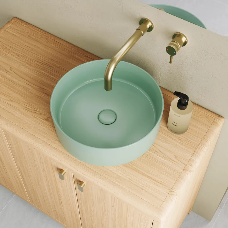 Drench Hue Round Countertop Basin - Minty Green