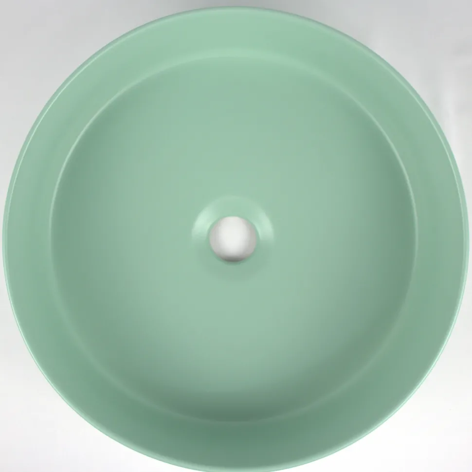 Drench Hue Round Countertop Basin - Minty Green