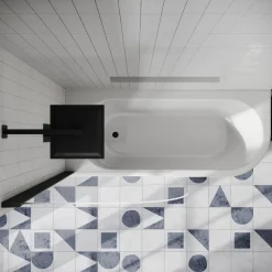 Drench J Shaped Shower Bath with Panel & Shower Screen