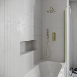 Drench J Shaped Shower Bath with Panel & Shower Screen