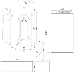 Drench J Shaped Shower Bath with Panel & Shower Screen