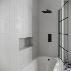 Drench J Shaped Shower Bath with Panel & Shower Screen