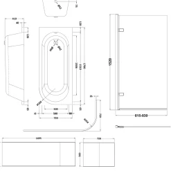 Drench J Shaped Shower Bath with Panel & Shower Screen