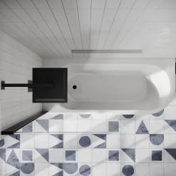 Drench J Shaped Shower Bath with Panel & Shower Screen