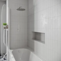 Drench J Shaped Shower Bath with Panel & Shower Screen