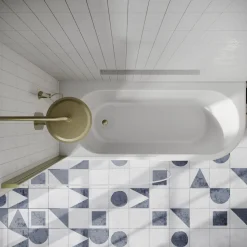 Drench J Shaped Shower Bath with Panel & Shower Screen