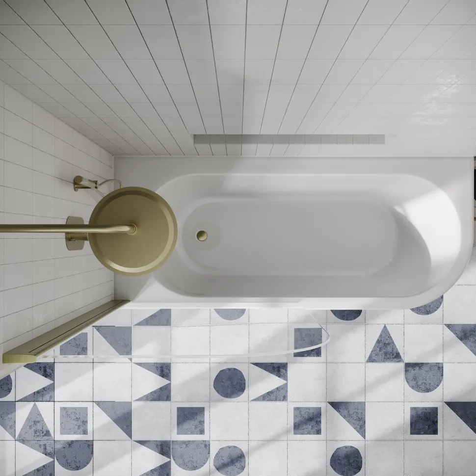 Drench J Shaped Shower Bath with Panel & Shower Screen